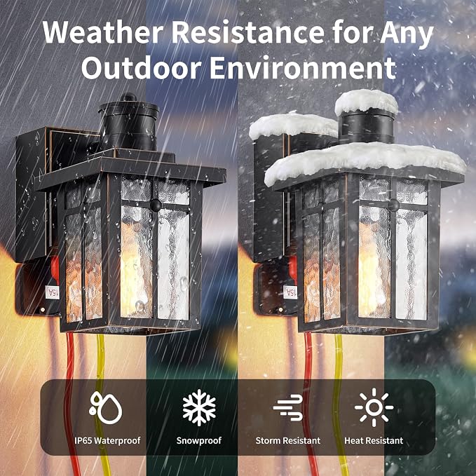 2 pack Porch Lights with GFCI Outlet,Dusk to Dawn Motion Sensor Outdoor Lights,3 Lighting Modes Black Front Door Lights,Waterproof Exterior Light Fixture,Outside Wall lamp for House Patio Garage