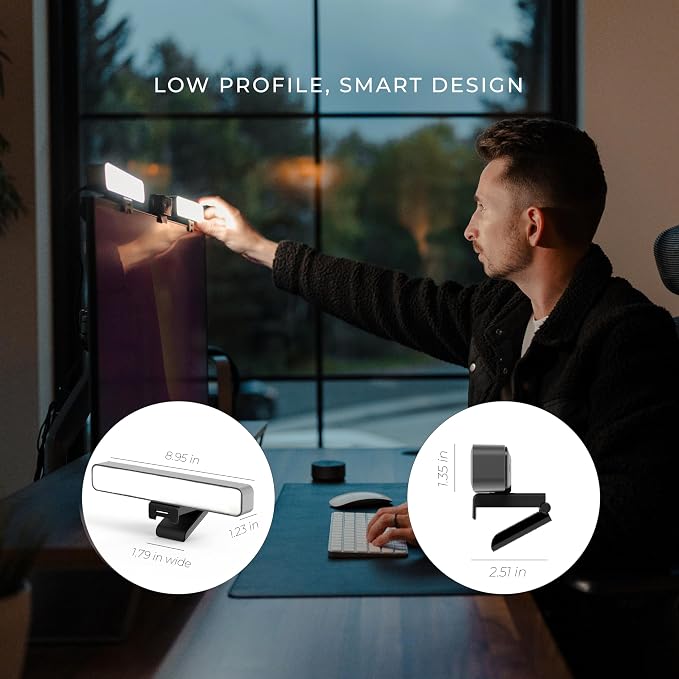 HumanCentric Premium Video Conference Lighting for Video Calls, Zoom | HighBeam Pro LED Webcam Light for Zoom Meetings & Streaming, Upgrade Monitor Ring Light with dual Video Conference Light