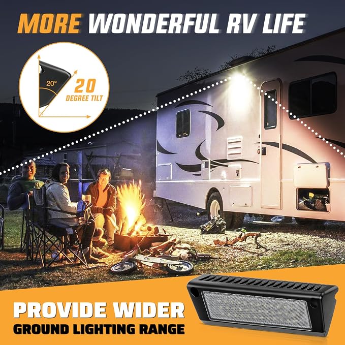 Nilight 2PCS 9 Inch RV Exterior Lights White Beam for RV Trailer Camper SUV | 2PCS LED porch scene cargo light, black aluminum housing, 12V 24V waterproof for RVs trailers campers 5th wheels