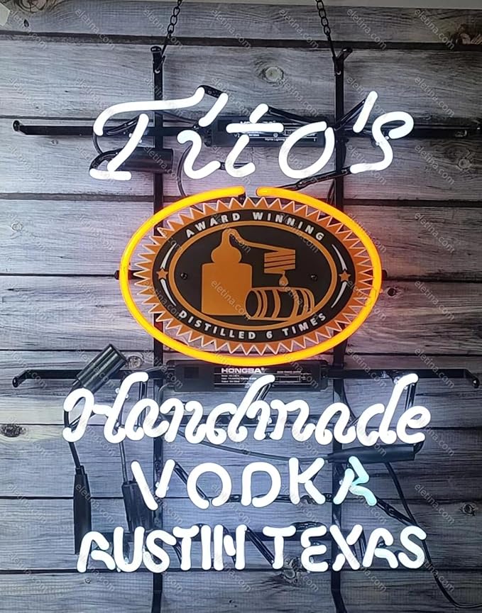Handmade Real Glass Neon Tube Beer Tito's Vodka Handmade Vodka Neon Signs For Home Bar Man Cave Pub Store Restaurant Wall Decor Artwork Wedding Decor Neon Birthday Party Gifts 24 X 20 Inches