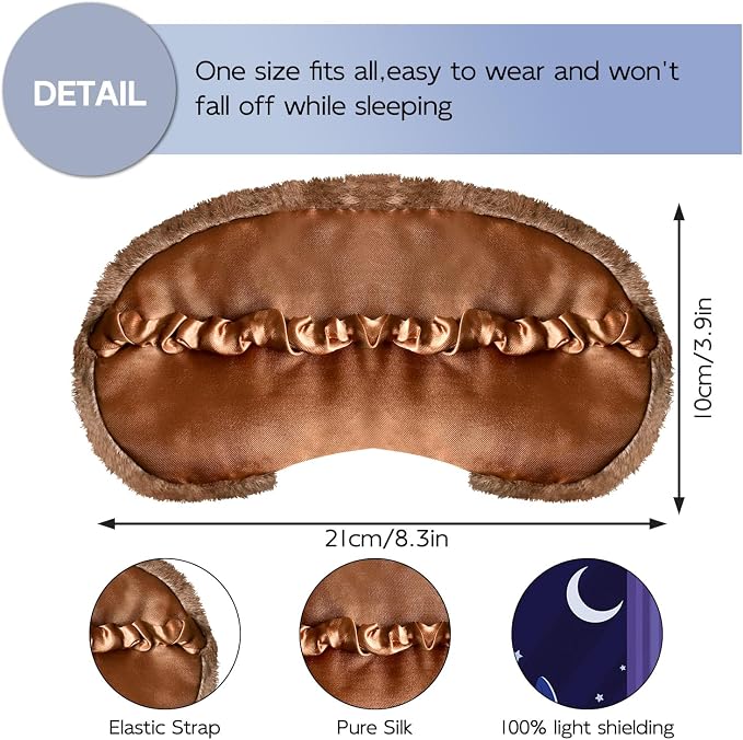 Cute Sleep Masks Cartoon Animal Eye Mask Plush Sleeping Mask & Travel Blindfold - Funny Novelty Eye Shade for Women Men (Brown Sloth)