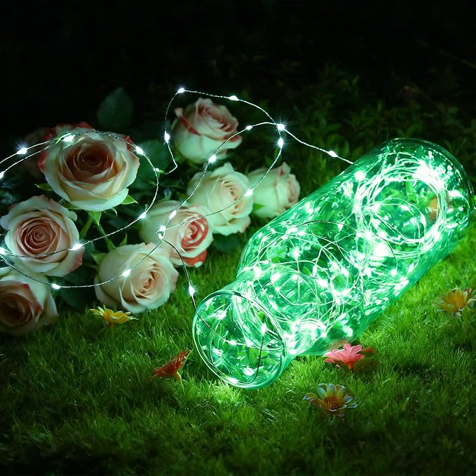 2 Pack Fairy Lights Battery Operated - 16.4ft 50 LED Green | Starry Fairy Lights , 8 Modes Waterproof with Timer for Indoor Outdoor Bedroom Party Holiday Christmas Decor, Copper Wire