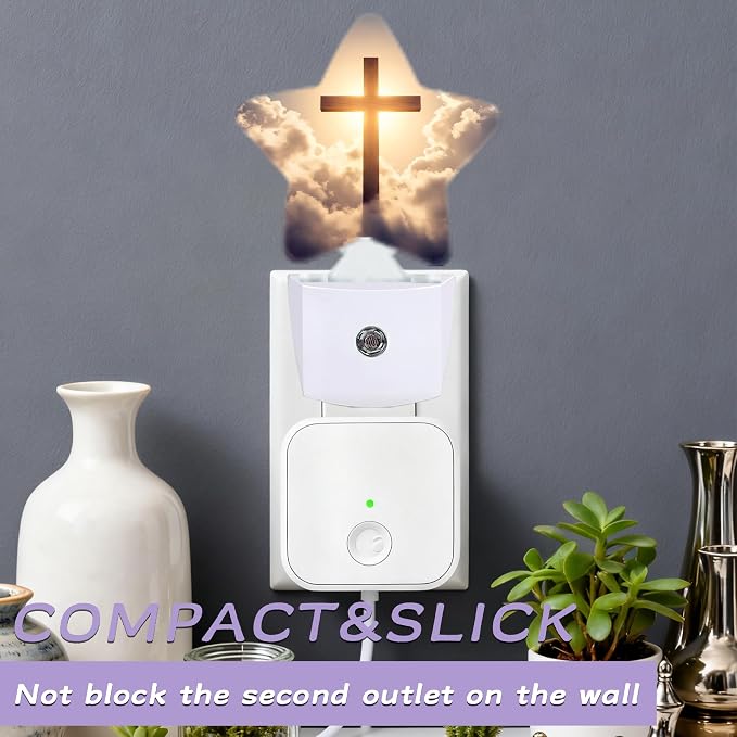 Night Light,Cross Night Lights Plug into Wall Cloud Sunset Decorations for Bedroom Bathroom,Dusk to Dawn Sensor Kitchen Hallway Stairs Energy Efficient Desk Lamp