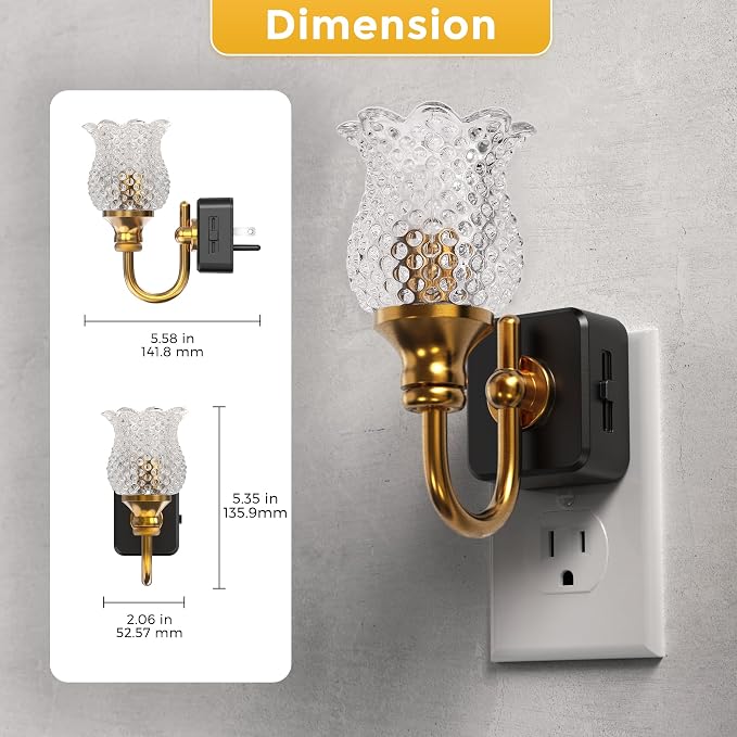 L LOHAS LED Night Light,Decor Night Lights Plug into Wall | 2 Pack 3000K Soft White LED Floral Night Lights with Auto Sensor, 0-100lm Adjustable Brightness, for Hallway Bedroom Stairway