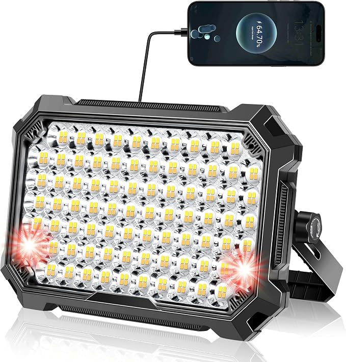 LED Work Light: Portable Rechargeable Magnetic Work Light | 10000LM output with 4 lighting modes, IP65 waterproof protection and a 13000mAh battery for garage, camping and emergency use