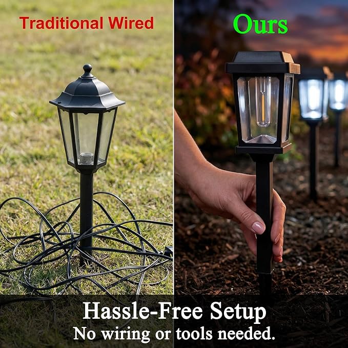 Solar Pathway Lights Outdoor LED Garden Lights for Yard Walkway Driveway | Auto On Off 6000K Cool White Waterproof Solar Lights For Outdoor Yard Landscape Path Lawn Décor, 8–10Hours, 8 Pack