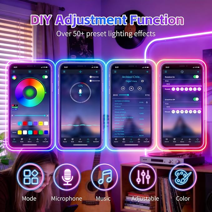 20FT RGB LED Neon Rope Lights, App & Remote Control, Flexible Waterproof IP65 Led Strip Lights, Music Sync Color Changing Multiple Modes Neon Lights for Bedroom Gaming Room Indoor & Outdoor Decor