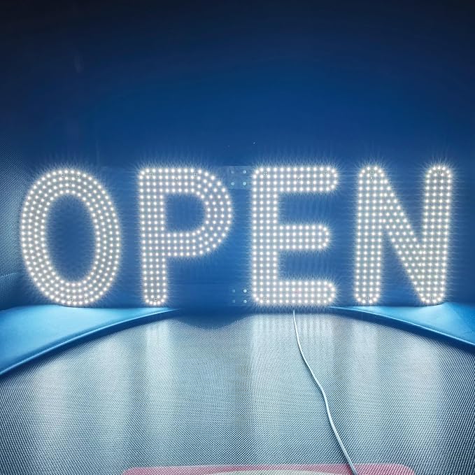 30"x10" Open Sign, LED Open Sign for Business, Ultra Bright Dimmable with 3 Scene Modes, Large Illuminated Business Sign for Storefront Window, Cafe, Bar, Restaurant, Salon (White)