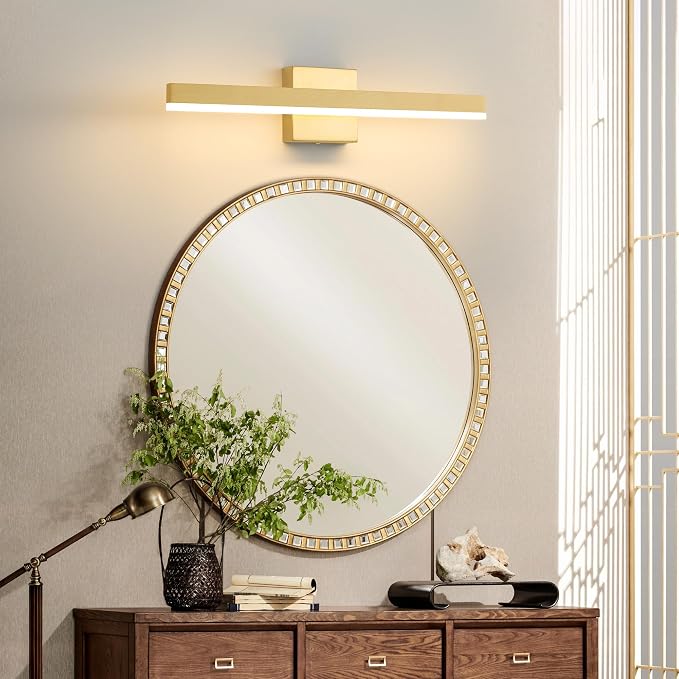 Gold Bathroom Vanity Light Fixture 23.6'' 20W Dimmable 5CCT LED Hardwired | Bathroom Light Fixture Over Mirror, Bathroom Wall Sconce, Rust-resistant, ETL Certificated, 2700K/3000K/3500K/4000K/5000K