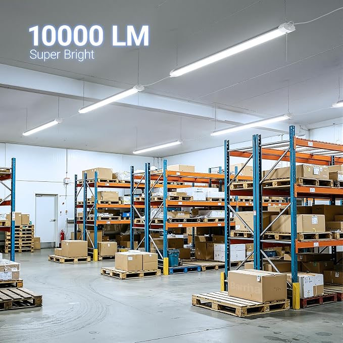 Barrina BS84 LED Shop Lights 4FT for Workshop, 84W 10000LM 6500K, 1 Pack | 4FT for Garage Basement, Hanging or Flush Mount, Linkable to 3, Hidden Wiring, with Pull Chain Switch, Frosted Cover, White