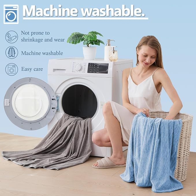 Cooling Blanket Throw Size, 50"x70" Cooling Blankets for Hot Sleepers, Cold Blanket Thin Lightweight Breathable Soft for Couch Bed, Lightweight Blanket Keep Cool for Night Sweats