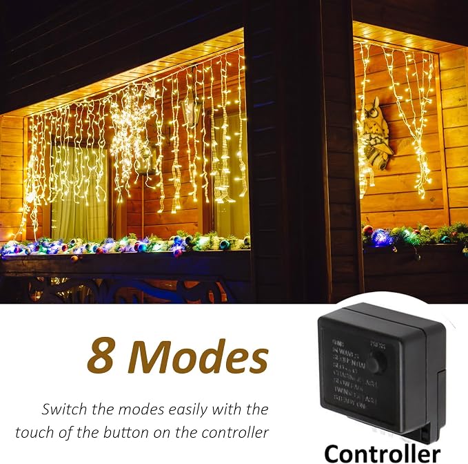 Solhice LED Curtain Lights Outside 40ft x 3ft for Backyard, 600 LED Plug in Hanging Fence String Lights Outdoor Waterproof for Backdrop Backyard Patio Deck Décor (Not Connectable)