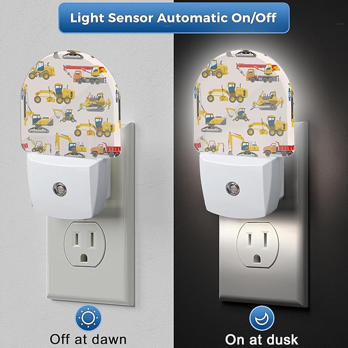 Night Light, Cartoon Excavator Night Lights Plug Into Wall Dusk to Dawn Sensor for Bedroom, Bathroom and Living Room for Women/Girls Gift