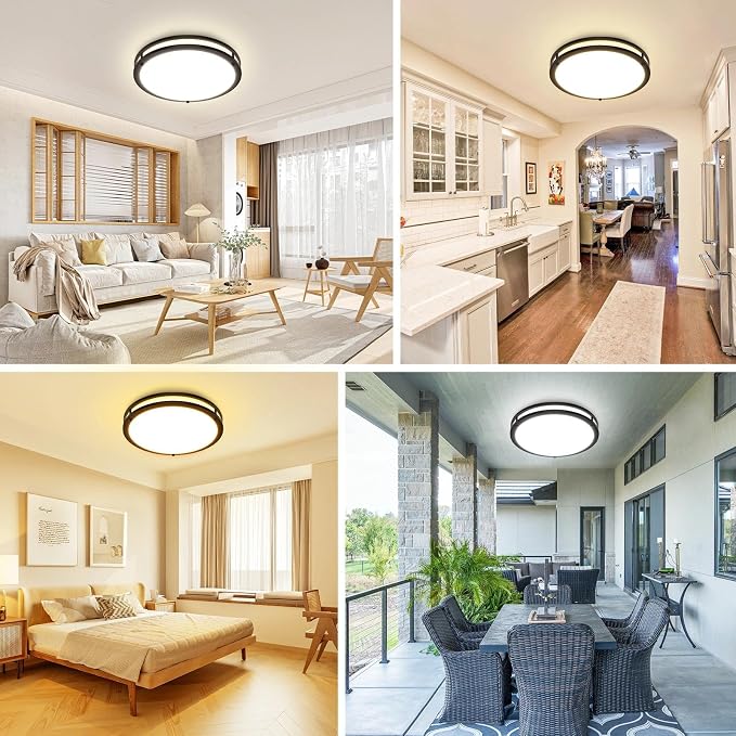 libtit 16-Inch Flush Mount Ceiling Lights, Dimmable 3000K-6500K Adjustable LED Ceiling Light, 36W Round Slim Light Fixture, Oil Rubbed Bronze for Kitchen, Bedroom, Bathroom, Hallway- 1 Pack
