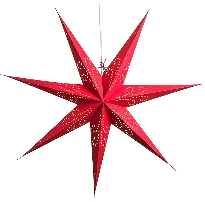 Fountain Red Paper Star Lantern with 12-foot Power Cord Included