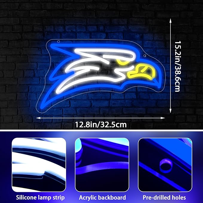 University Neon Sign for Wall Decor Football Neon Light for Man Cave | Dimmable University Led Sign for Fans, Bedroom, Dorm, Game Room,Bar Party Decor, Birthday Gifts for Men 14.1*7.9In