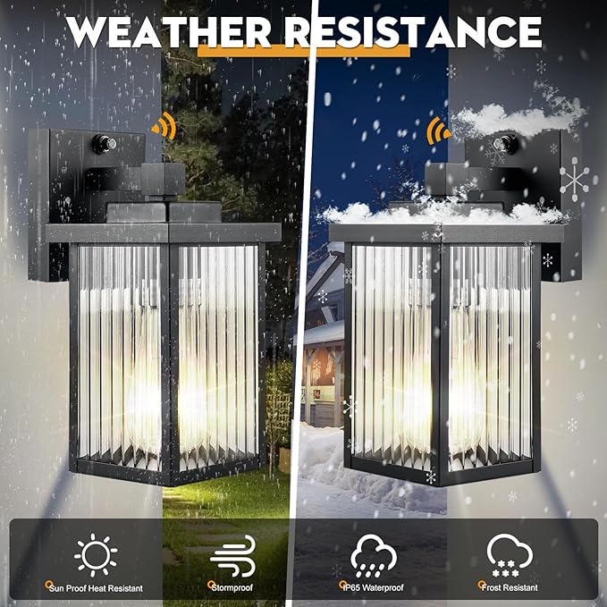 Dusk to Dawn Outdoor Lighting, Waterproof Outdoor Porch Light with Tempered Glass, Outdoor Light Fixture for House Exterior Front Door Garage Patio