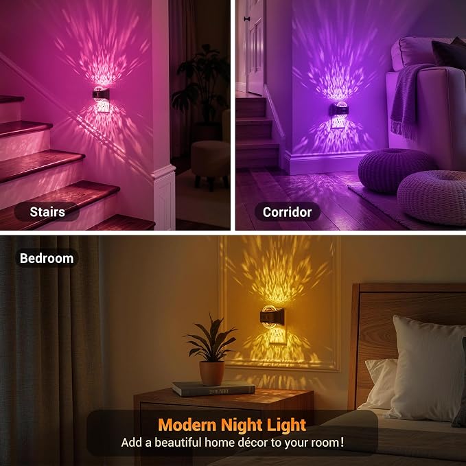 JandCase Motion Sensor Night Light, Dusk to Dawn | Star Projector Night Light with 180° Rotatable Plug, 3000K and RGB Automatic Galaxy Nightlight Plug in for Bathroom Hallway
