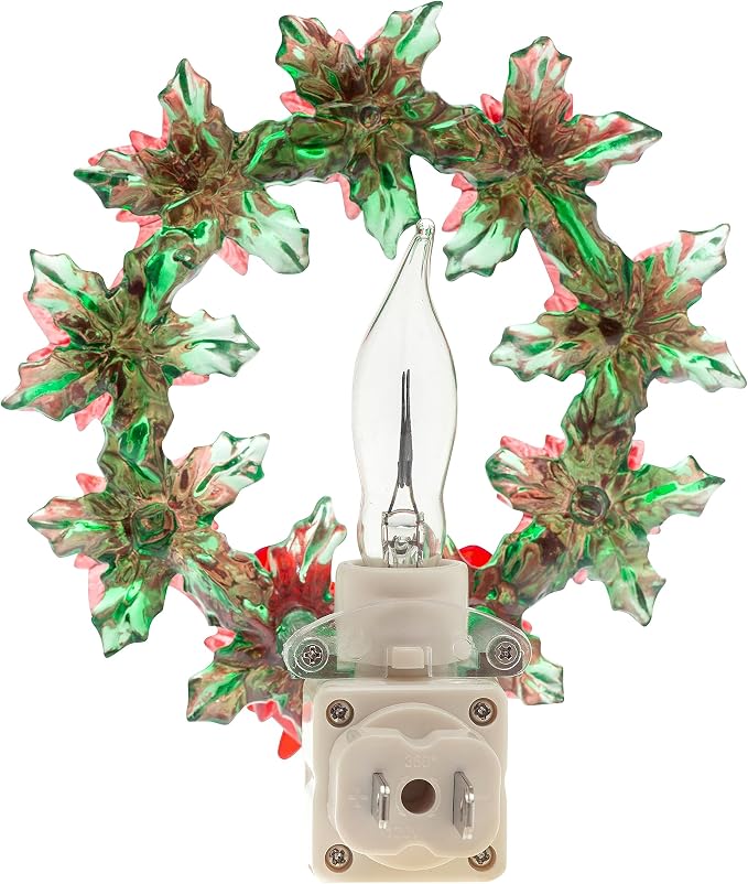 Creative Hobbies Holiday Wreath Night Light - Includes Rotational Socket with On/Off Switch