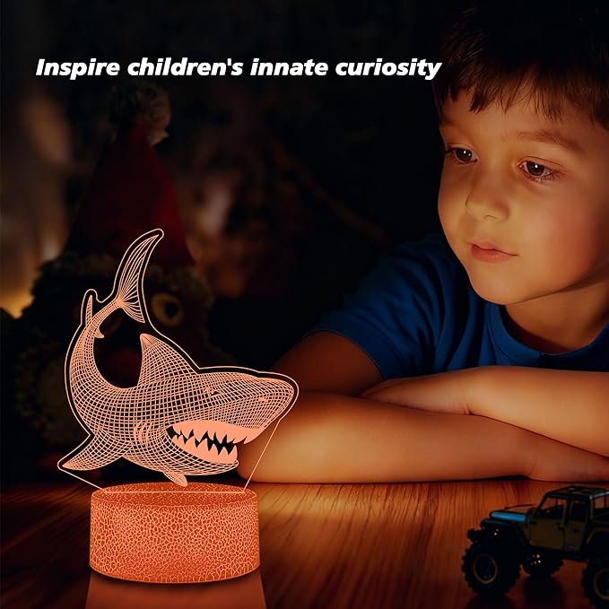 3D Jellyfish Night Light with Remote - 3 in 1 Ocean Acrylic Panels (Jellyfish, Dolphin, Shark), 16 RGB Colors ，4 Modes, USB/Battery(Not Included), Christmas Gift for Kids, Marine Theme Decor