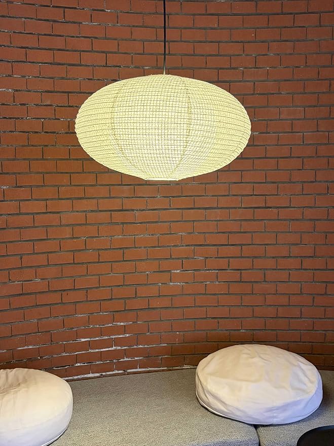 Hytsoeee(19.69Inch) Double-Layer Paper Lamp Shade, White Oblate Paper Lantern Pendant Light Shade,Bohemian Folding Ceiling light Shade, Paper Lantern Lamp Shade for Bedroom,Apartment (19.69inches)