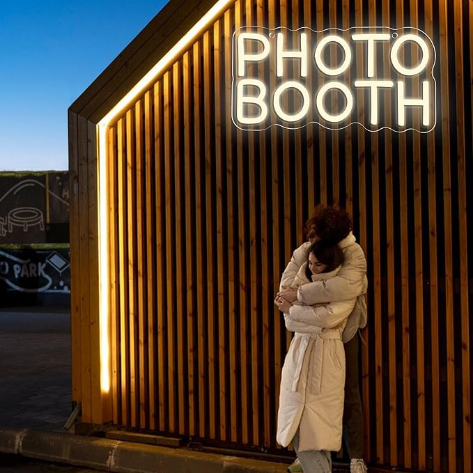 Allball Photo Booth Neon Signs for Wall Decor, Dimmable LED Photo Studio Neon Light Open Sign, for Photography Bedroom Wedding Engagement Birthday Party Reception Gifts(11.8 * 5.9 In)