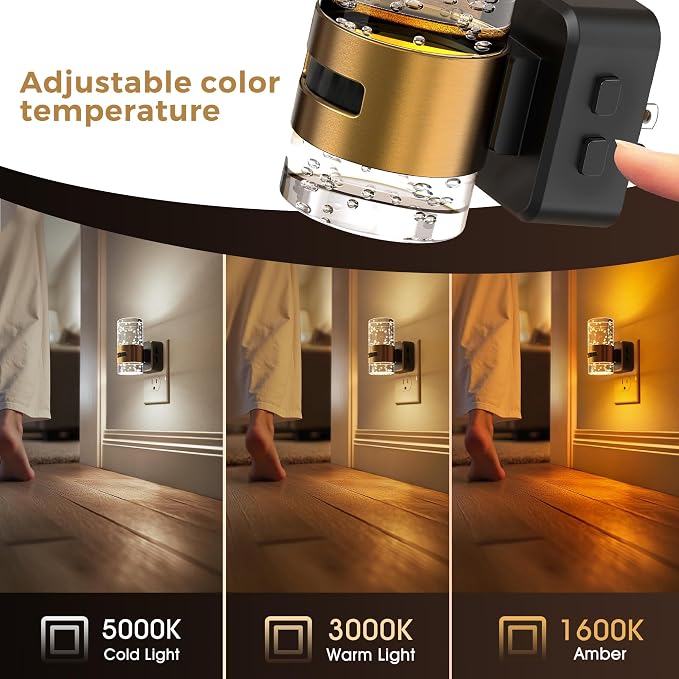L LOHAS LED Motion Sensor Night Light, Bubble Night Lights Plug into Wall | 3CCT Color Temperature Change Night-Light, Dimmable Nightlights with Dusk to Dawn Sensor for Rooms Bathroom Hallway