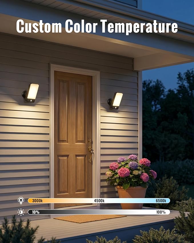 Rechargeable Battery Motion Sensor Outdoor Light | 10000mAh battery, remote control, 3 modes, 3 color temperatures, IP65 waterproof, security light for porch, garage, tool room
