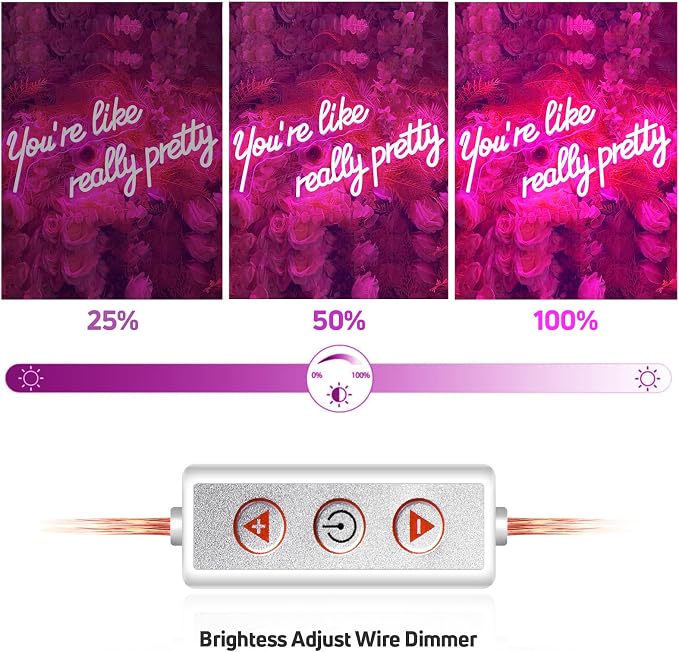30IN Large You're Like Really Pretty Neon Sign, Dimmable Pink Handmade Led Neon Light for Salons, USB Power Bathroom Bedroom Girls Makeup Room Bachelorette Party Home Birthday Gift