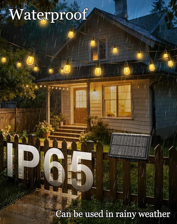 148ft-Solar-Powered-Lights-Outdoor-Waterproof-String Lights-Outside-Patio-Yard-Garden-Fence-Backyard-Deck-Porch-Balcony-Patios-Camping-Battery-Operated-LED-Fairy-Strip-Lighting-Hanging-Edison-Bulbs
