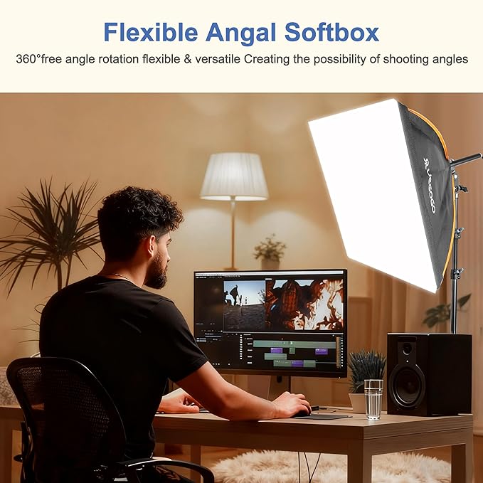 UEGOGO Softbox Photography Lighting Kit，UL Certified 85W 3000-7500K LED Bulbs, 2 Pack 16'' x 16'' Professional Soft Box, Studio Lights for Photography/Live Streaming/Video Recording