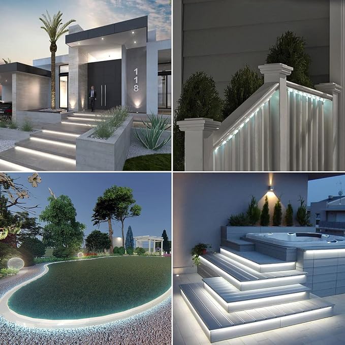 LED Rope Lights Outdoor Waterproof: 150FT LED Rope Lighting Dimmable - 110V 6500K Daylight White String Light Tube Cuttable Connectable for Garden Patio Party Indoor Decoration, Not Flat Strip