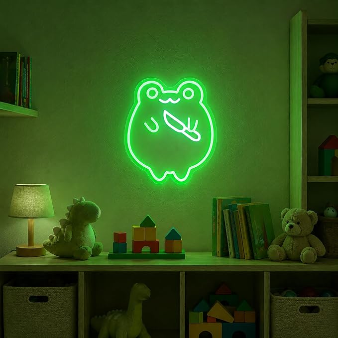 Frog Neon Sign Led Sign Neon Signs for Wall Decor Neon Lights | Frog Led Light Up Sign, Green Game Room Decor, Boys Gift, Party, Wall Decor, 5V USB Powered