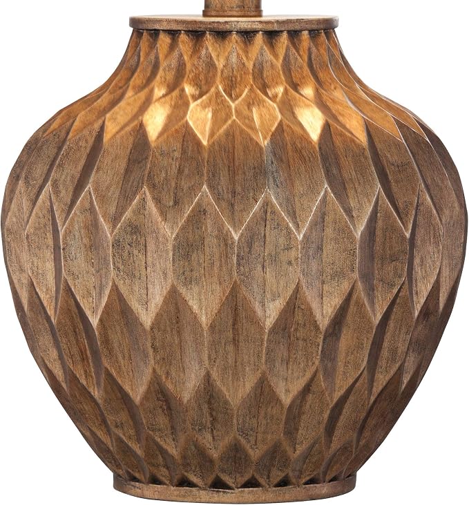 Buckhead Warm Bronze Brown 22" High Table Lamps Set of 2 Geometric | Small Urn Traditional Living Room Bedroom House Bedside Nightstand Home Office Family Tapered Drum Shade