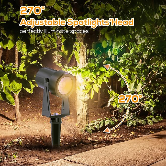 SUNTHIN 10 Pack Outdoor RGBW Landscape Lights, Color Changing Spot Uplights | Dusk to Dawn Sensor Controller with Remote, IP65 Waterproof Outdoor LED Yard Lights for Garden, Trees & Pathway