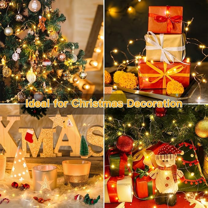 4 Pack LED Fairy Lights Battery Operated 20FT 60 LEDs Silver Wire String Lights Twinkle Lights Starry Fairy Lights for Bedroom Christmas Wedding Party Indoor Outdoor Decorations, Warm White