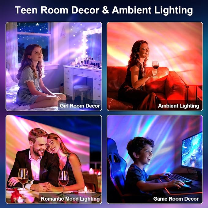 3 in 1 Light Projector for Room Decor Aesthetic, Northern Lights Projector, Ocean Lamp & Galaxy Projector for Bedroom Decor, Valentine's Day Gifts for Adults Teen Girl Gifts Ambient Lighting