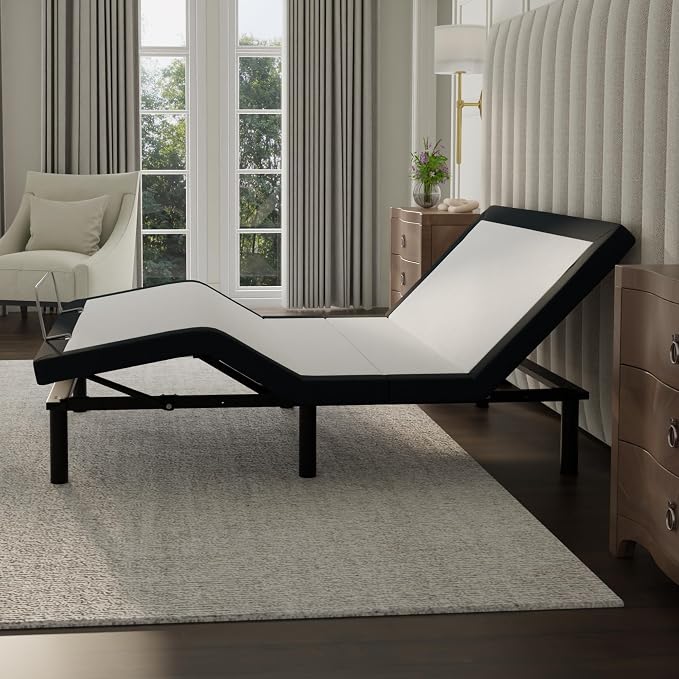 Blissful Nights e4 Queen Adjustable Bed Base Frame with Zero Gravity, Massage Motors, Anti-Snore, USB Charging, Nightlight, Wireless Remote, 10-Year Warranty, and No Tools Required Assembly