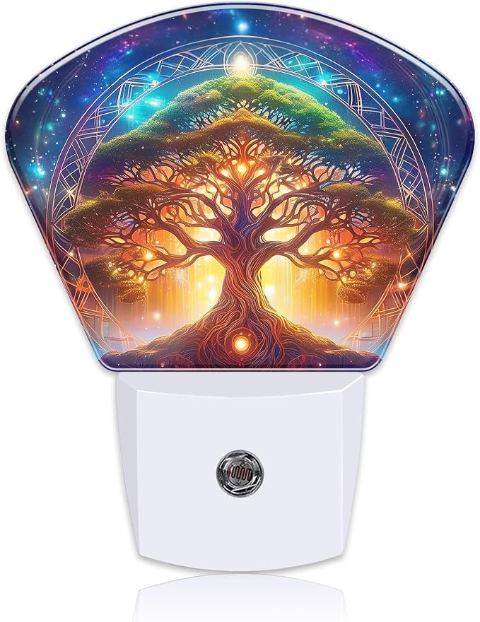 Fantasy Tree of Life Night Light Tree in Milky Way Nightlight Plug into Wall with Dusk to Dawn Sensor for Kid Girls Boys Women Men Room, Hallway, Kitchen, Bathroom, Stairs Decor