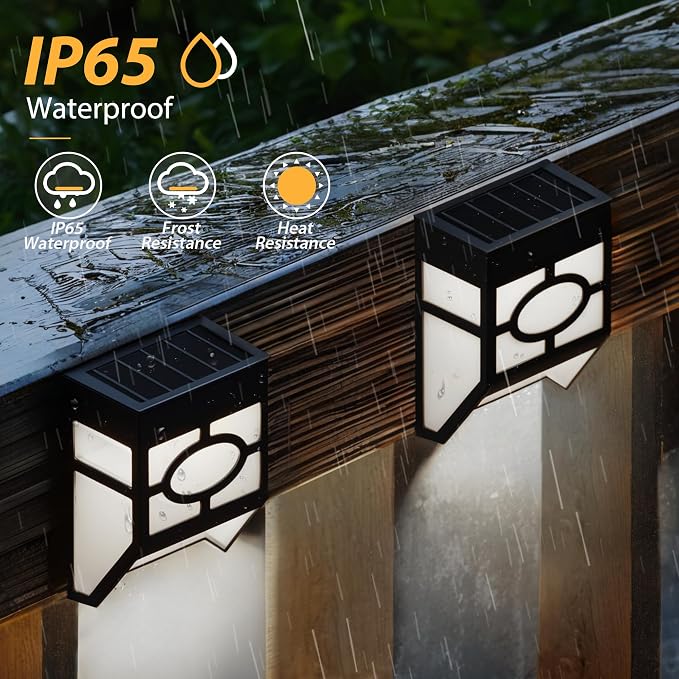 Otdair Solar Deck Lights Outdoor, 2 Modes Decorative Solar Fence Lights with RGB 7 Colors & Cold White, IP65 Waterproof Garden Decor for Yard, Patio, Front Door, Post, Landscape 8 Pack