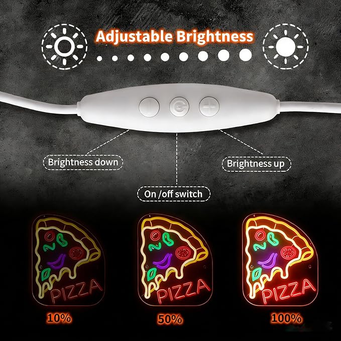 Pizza Neon Sign - Dimmable LED Light & Wall Decor for Restaurant, Shop, Truck & Party | Gift for Pizza Lovers, Men & Women (17x13")