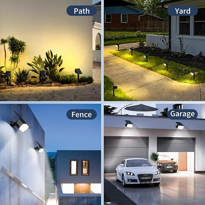 Solar Spot Lights Outdoor 12 Pack, [52 LED/ 6 Color Lighting] Solar Lights Outdoor Waterproof IP65 Dusk to Dawn Solar Powered Landscape Spotlights for Outside Yard Garden Pathway Lawn