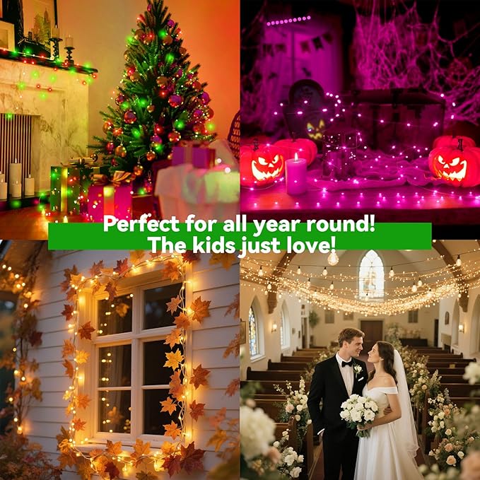 LitHome Led Christmas Fairy Lights Plug in, 200LED 66FT Color Changing Fairy Lights with Remote, 9 Modes Led Christmas Lights Indoor, Easter Pastel Fairy String Lights Twinkle for Party Easter Decor