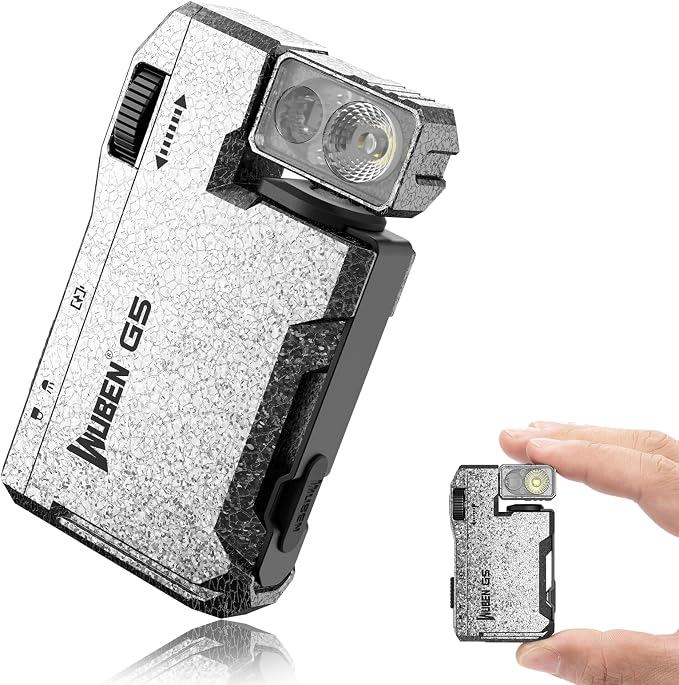 WUBEN G5 EDC Flashlight Magnetic Keychain Rechargeable Mini Pocket Flashlight 400LM Dual Light Sources RGB Light Portable Flat Flashlight for Outdoor Home Emergency (Ice Crack) | 400 Lumens Dual Light Source LED Flashlight with RGB, Portable Magnetic K...