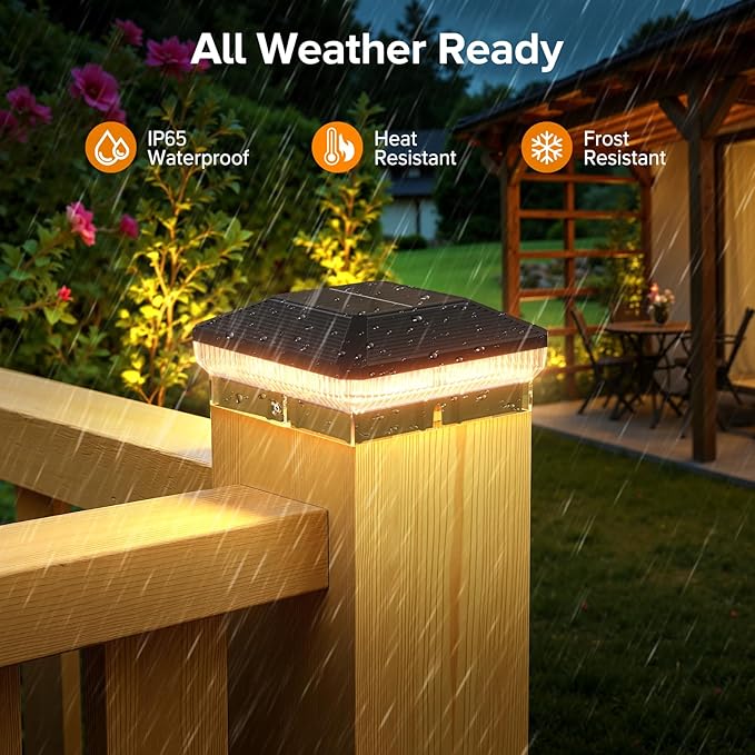 LETMY 12 Pack Solar Post Cap Lights Outdoor, 40 LEDs 4x4 Fence Post Solar Lights Outdoor Waterproof with 3 Modes, Solar Powered Deck Fence Cap Light for 3.5x3.5 4x4 Vinyl Wooden Posts (Black)