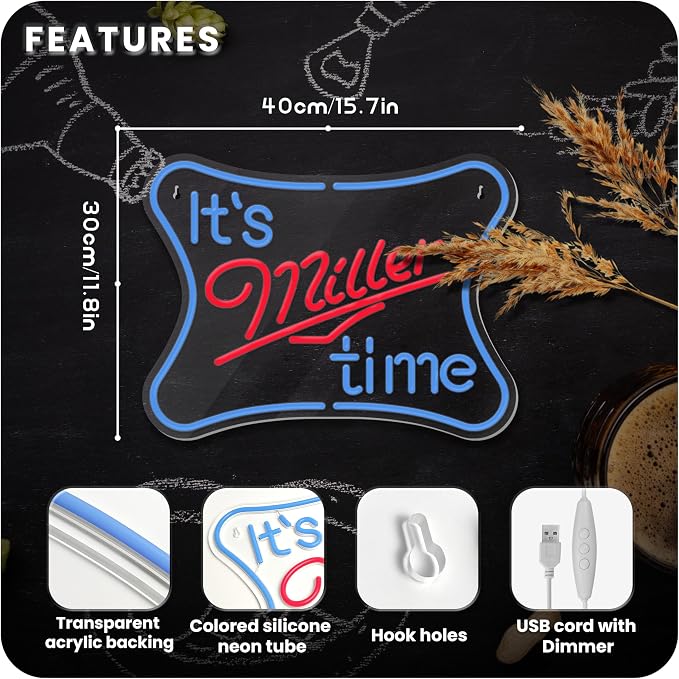 Bar Neon Signs for Wall Decor Dimmable Beer Led Neon Light Signs for Man Cave Home Party Pub Shop Beer Club Bedroom Neon Bar Sign Wall Art Decor