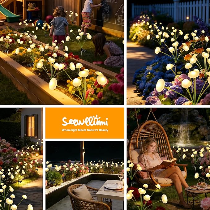 Solar Garden Lights Outdoor, 6Pack Solar Lights Garden Decor, Swaying Mushroom Lights Waterproof for Yard, Patio,Pathway Decoration,Gifts for Women,Mom(Warm White)