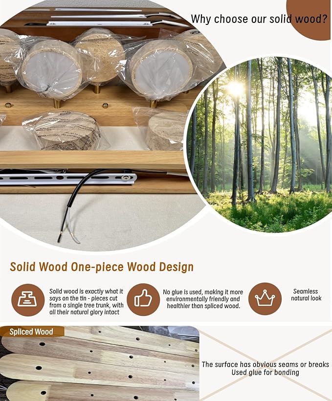 Farmhouse Wood Vanity Light Fixture Nordic Style Stone Wall Lamp Natural Travertine Shade Linear Bathroom Wall Sconce 4 Lights Rotatable LED Wall Light Over Mirror - Natural Wood Color