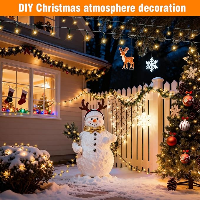 Nisocy 200 LED Christmas Connectable String Lights Outdoor Waterproof – Warm White Fairy Lights with Plug, Tree Lights for Patio, Garden, Bedroom, Wedding, Party, Decor (66FT)