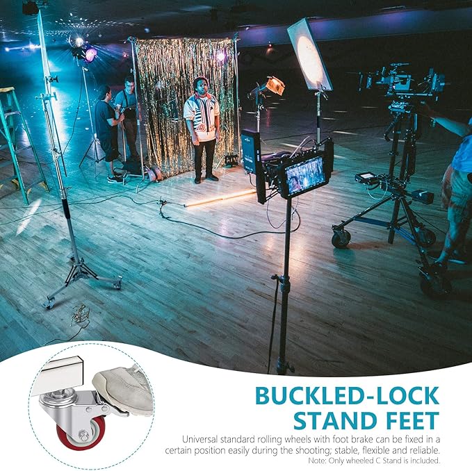 NEEWER Heavy Duty Light Stand with Casters, 100% Stainless Steel Tripod | Adjustable, Photography Wheeled Base Stand, for Studio Softbox, Monolight, Reflector, Max Height: 10ft/305cm